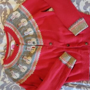 Mini Boden, children's 6-7 button up holiday knit sweater.